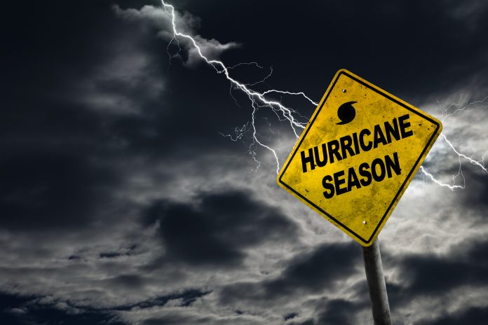 bigstock Hurricane Season Sign With Sto 133697546 scaled