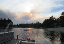 Flat Rapids Camp smoke from Key River fire 1