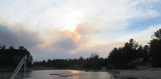Flat Rapids Camp smoke from Key River fire 1