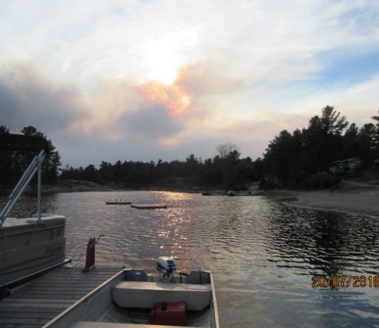 Flat Rapids Camp smoke from Key River fire 1