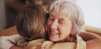 Woman,,Love,And,Hug,Senior,Mom,In,Home,For,Mothers