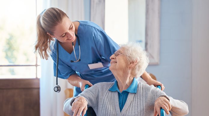 Nurse,,Home,And,Elderly,Woman,With,A,Disability,In,A
